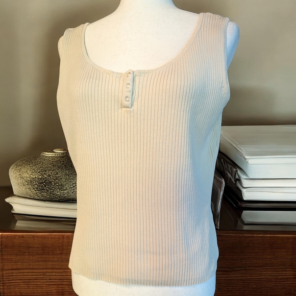 august silk Tops - AUGUST SILK - Ribbed Knit Tank - VTG - XL